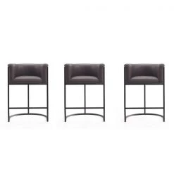 Manhattan Comfort Cosmopolitan Counter Stool in Pebble and Black (Set of 3)