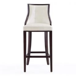 Manhattan Comfort Fifth Avenue Bar Stool in Pearl White and Walnut -Kitchen & Dining Furniture Sales Store Manhattan20Comfort BS007 PW D
