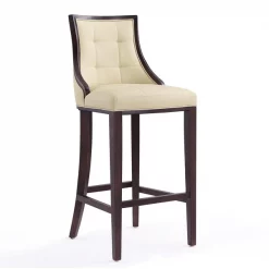 Manhattan Comfort Fifth Avenue Bar Stool in Cream and Walnut