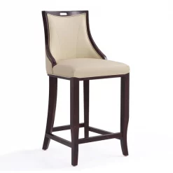 Manhattan Comfort Emperor Bar Stool in Cream and Walnut