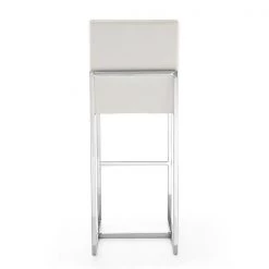 Manhattan Comfort Element 29" Faux Leather Bar Stool in Pearl White and Polished Chrome -Kitchen & Dining Furniture Sales Store Manhattan20Comfort BS010xxPWxxGxx8a577d