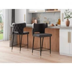 Manhattan Comfort Holguin Barstool in Grey, Black and Gold -Kitchen & Dining Furniture Sales Store Manhattan20Comfort BS011 GY B