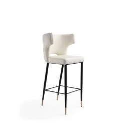 Manhattan Comfort Holguin Barstool in Cream, Black and Gold