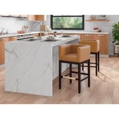 Manhattan Comfort Kingsley Barstool in Camel and Dark Walnut -Kitchen & Dining Furniture Sales Store Manhattan20Comfort BS012 CL B