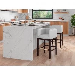 Manhattan Comfort Kingsley Barstool in Ivory and Dark Walnut -Kitchen & Dining Furniture Sales Store Manhattan20Comfort BS012 IV B