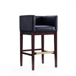 Manhattan Comfort Kingsley Barstool in Black and Dark Walnut