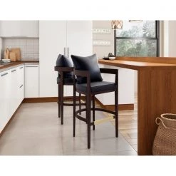 Manhattan Comfort Ritz Barstool in Black and Dark Walnut -Kitchen & Dining Furniture Sales Store Manhattan20Comfort BS013 BK B