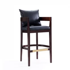 Manhattan Comfort Ritz Barstool in Black and Dark Walnut