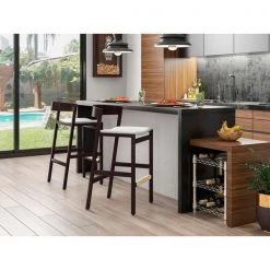 Manhattan Comfort Klismos Barstool in Ivory and Dark Walnut -Kitchen & Dining Furniture Sales Store Manhattan20Comfort BS014 IV B