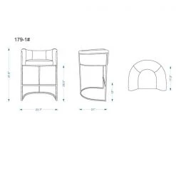 Manhattan Comfort Cosmopolitan Barstool in Pebble and Black -Kitchen & Dining Furniture Sales Store Manhattan20Comfort BS015 PE C