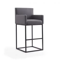 Manhattan Comfort Ambassador Barstool in Grey and Black