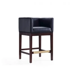 Manhattan Comfort Kingsley Counter Stool in Black and Dark Walnut