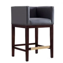 Manhattan Comfort Kingsley Counter Stool in Grey and Dark Walnut