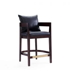 Manhattan Comfort Ritz Counter Stool in Black and Dark Walnut