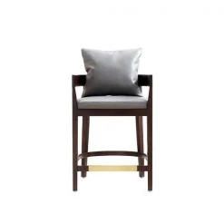 Manhattan Comfort Ritz Counter Stool in Grey and Dark Walnut