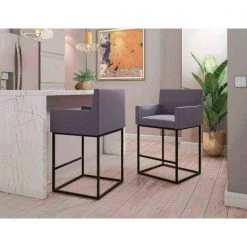 Manhattan Comfort Ambassador Counter Stool in Grey and Black -Kitchen & Dining Furniture Sales Store Manhattan20Comfort CS010xxGYxxBxx70462d