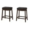 Monarch Specialties BARSTOOL, 24"H / BLACK LEATHER-LOOK / ESPRESSO, PK 2