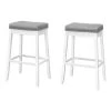 Monarch Specialties BARSTOOL, 29"H / GREY LEATHER-LOOK / WHITE, PK 2 -Kitchen & Dining Furniture Sales Store Monarch20Specialities Ixx1262xx94a052