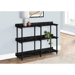 Monarch Specialties Hall Console Accent Table - 48"L / Black Marble-Look / Black Metal -Kitchen & Dining Furniture Sales Store Monarch20Specialities Ixx2220xxlifexxb35faf