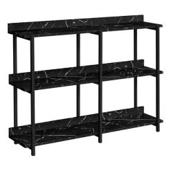 Monarch Specialties Hall Console Accent Table - 48"L / Black Marble-Look / Black Metal