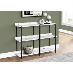 Monarch Specialties Hall Console Accent Table - 48"L / White Marble-Look / Black Metal -Kitchen & Dining Furniture Sales Store Monarch20Specialities Ixx2221xxlifexx6c6740
