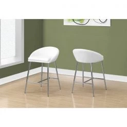 Monarch Specialties Barstool, 2Pcs, White, Chrome Base, Counter Height -Kitchen & Dining Furniture Sales Store Monarch20Specialities Ixx2296xxls