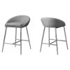 Monarch Specialties Barstool, 2Pcs, Grey Fabric, Chrome, Counter Height