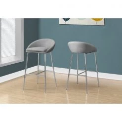 Monarch Specialties Barstool, 2Pcs, Grey Fabric, Chrome Base, Bar Height -Kitchen & Dining Furniture Sales Store Monarch20Specialities Ixx2299xxls