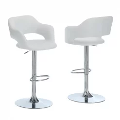 Monarch Specialties Barstool, White, Chrome Metal Hydraulic Lift