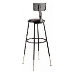 National Public Seating NPS 32 -39" Height Adjustable Heavy Duty Vinyl Padded Steel Stool With Backrest, Black -Kitchen & Dining Furniture Sales Store National20Public20Seating20Corp 6430HBxx10xxxx4xx