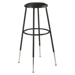 National Public Seating NPS 32 -39" Height Adjustable Heavy Duty Vinyl Padded Steel Stool, Black