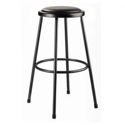 National Public Seating NPS 30" Heavy Duty Vinyl Padded Steel Stool, Black