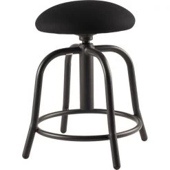 National Public Seating 18"-25" HT Adjust Stool, 3" Fabric Padded Black Seat/Black Frame