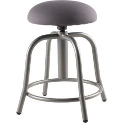 National Public Seating 18"-25" HT Adjust Stool, 3" Fabric Padded Charcoal Seat/Grey Frame