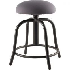 National Public Seating 18"-25" HT Adjust Stool, 3" Fabric Padded Charcoal Seat/Black Frame