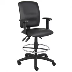 Boss Multi-Function LeatherPlus Drafting Stool with Adjustable Arms