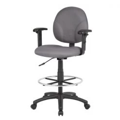 Boss Gray Fabric Drafting Stools with Adjustable Arms & Footring -Kitchen & Dining Furniture Sales Store Norstar20Office20Products20Inc B1691 GY201