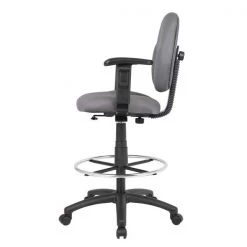 Boss Gray Fabric Drafting Stools with Adjustable Arms & Footring -Kitchen & Dining Furniture Sales Store Norstar20Office20Products20Inc B1691 GY205