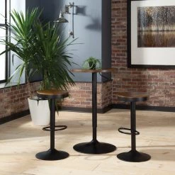 Ofm Adjustable Black Metal Stool with Walnut Seat -Kitchen & Dining Furniture Sales Store OFM20LLC 161 2332 BK WNT 02