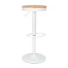 Ofm Adjustable White Metal Stool with Natural Wood -Kitchen & Dining Furniture Sales Store OFM20LLC 161 2332 WHT NT 01