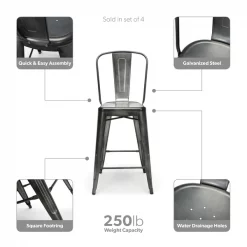 Ofm Gunmetal Counter Stool, PK4 -Kitchen & Dining Furniture Sales Store OFM20LLC 161 26 GM 4 03