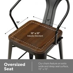 Ofm Black Metal Counter Stool Walnut Seat, PK4 -Kitchen & Dining Furniture Sales Store OFM20LLC 161 26A BK WNT 4 04