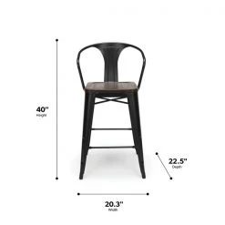 Ofm Black Metal Counter Stool Walnut Seat, PK4 -Kitchen & Dining Furniture Sales Store OFM20LLC 161 26A BK WNT 4 05