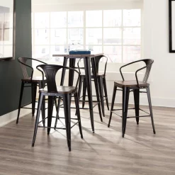 Ofm Black Metal Counter Stool Walnut Seat, PK4 -Kitchen & Dining Furniture Sales Store OFM20LLC 161 26A BK WNT 4 06