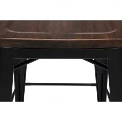 Ofm Black Metal Counter Stool Walnut Seat, PK4 -Kitchen & Dining Furniture Sales Store OFM20LLC 161 26A BK WNT 4 09