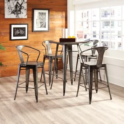 Ofm Gunmetal Counter Stool, PK4 -Kitchen & Dining Furniture Sales Store OFM20LLC 161 26A GM 4 07