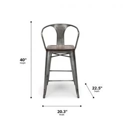 Ofm Gunmetal Counter Stool with Walnut Seat, PK4 -Kitchen & Dining Furniture Sales Store OFM20LLC 161 26A GM WNT 4 05