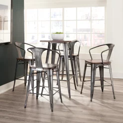 Ofm Gunmetal Counter Stool with Walnut Seat, PK4 -Kitchen & Dining Furniture Sales Store OFM20LLC 161 26A GM WNT 4 06