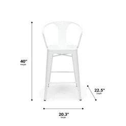 Ofm White Metal Counter Stool, PK4 -Kitchen & Dining Furniture Sales Store OFM20LLC 161 26A WHT 4 05