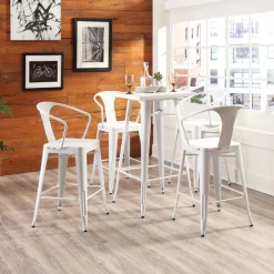 Ofm White Metal Counter Stool, PK4 -Kitchen & Dining Furniture Sales Store OFM20LLC 161 26A WHT 4 07